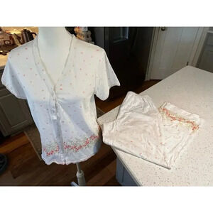 Liz Claiborne pajama set white and pink floral size small